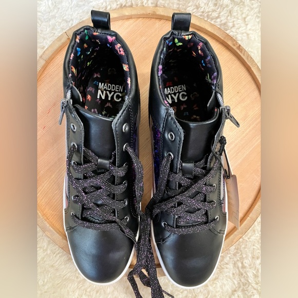 Madden NYC Kids Black and Purple Glitter Sneakers - Picture 5 of 11